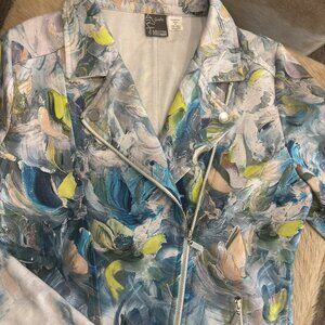 Dolcezza Abstract Art Print Zip Jacket - Size XS